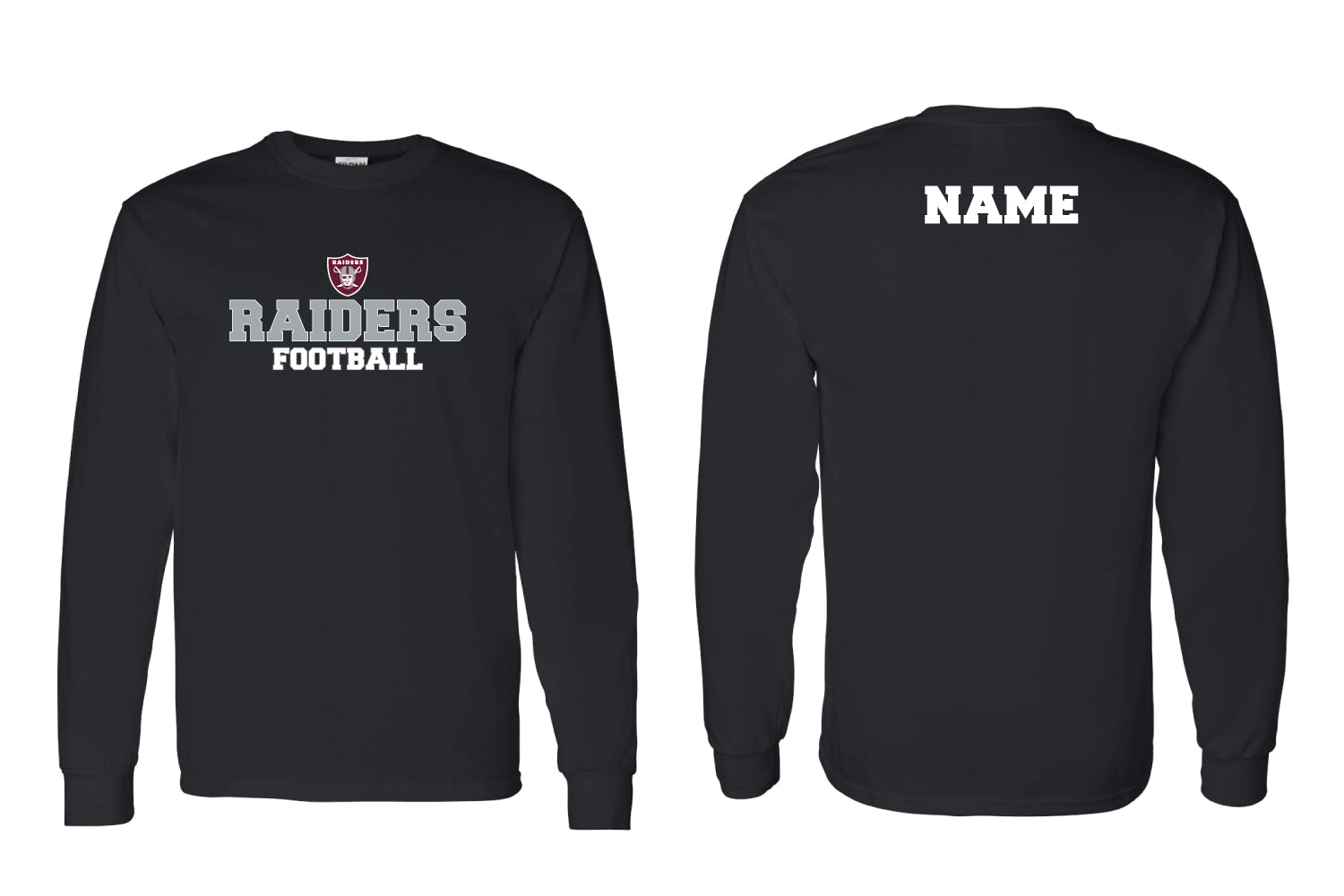 Nutley Raiders Football Cotton Crew Long Sleeve Tee - Black
