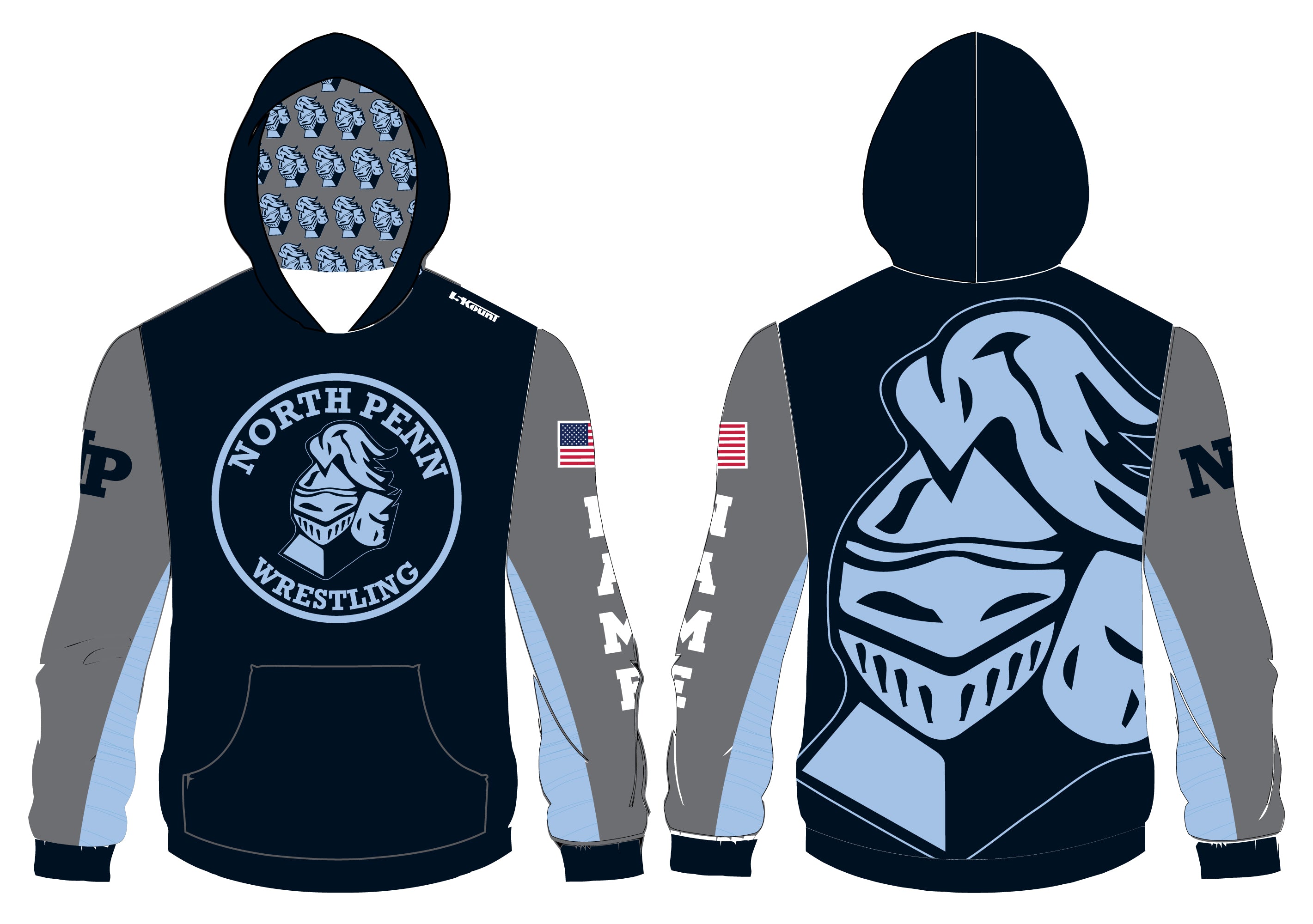 North Penn Wrestling Sublimated Hoodie - 5KounT2018