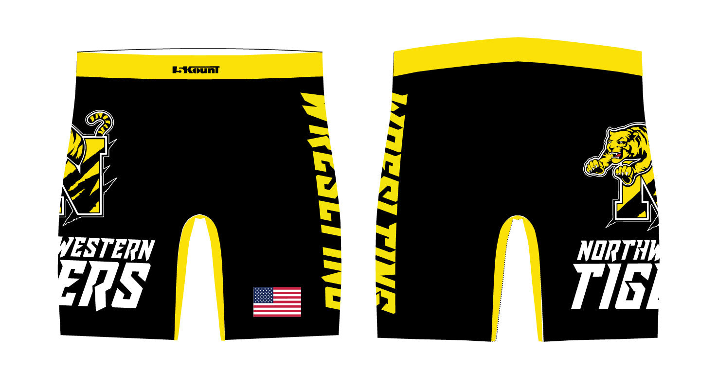 Northwestern Tigers Wrestling Sublimated Compression Shorts - 5KounT2018