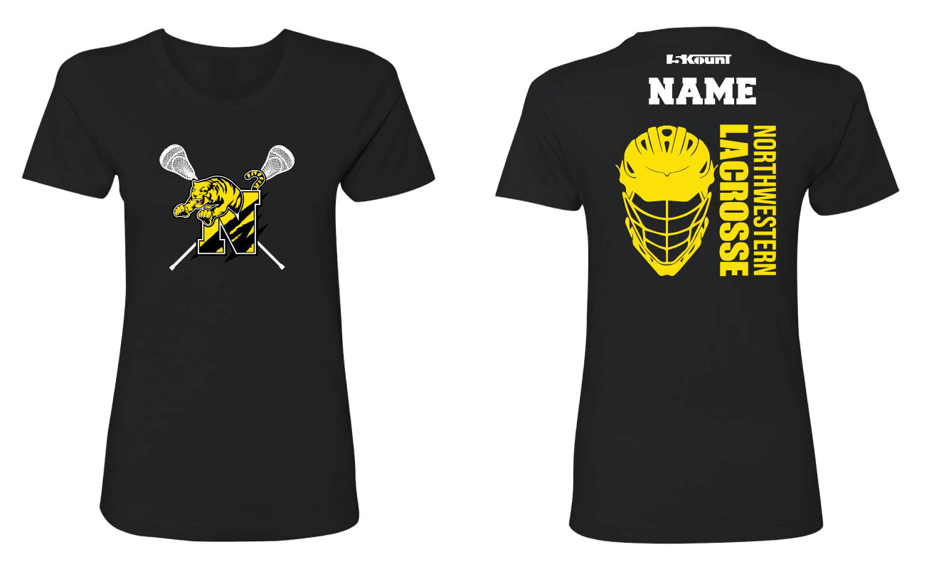 Northwestern Lacrosse Cotton Women's Crew Tee Black/White/Gray - 5KounT2018