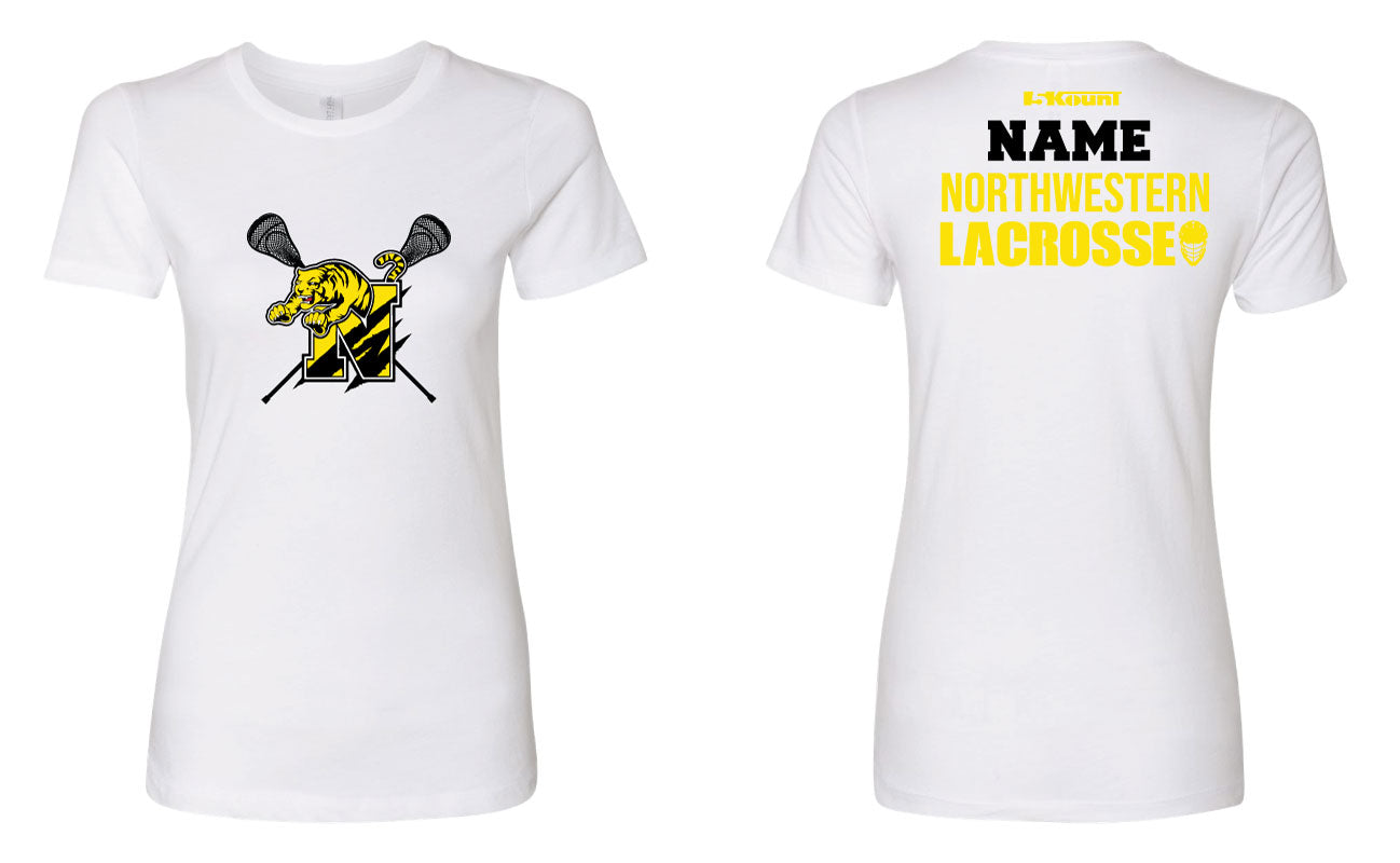 Northwestern Lacrosse Cotton Women's Crew Tee Black/White/Gray - 5KounT2018