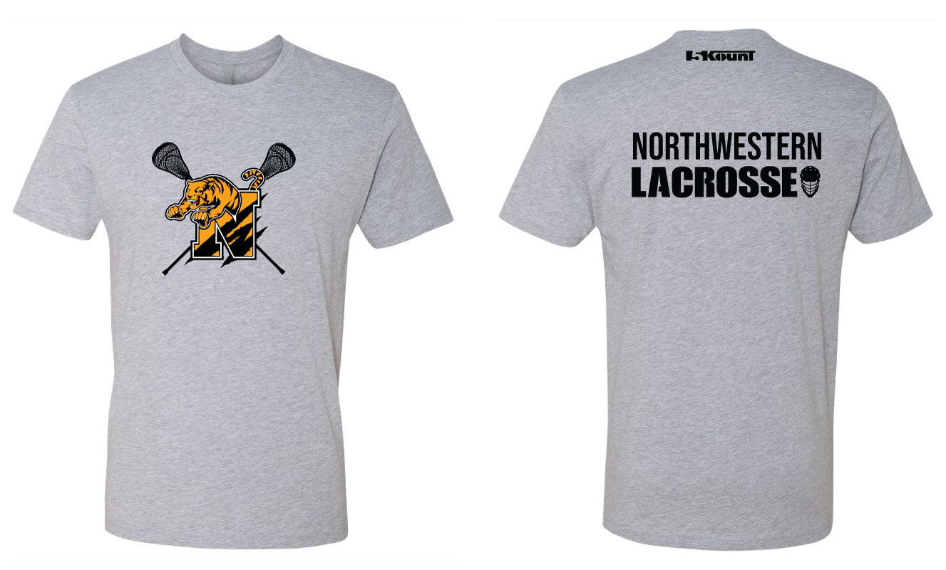 Northwestern Lacrosse Cotton Crew Tee Black/White/Gray - 5KounT2018