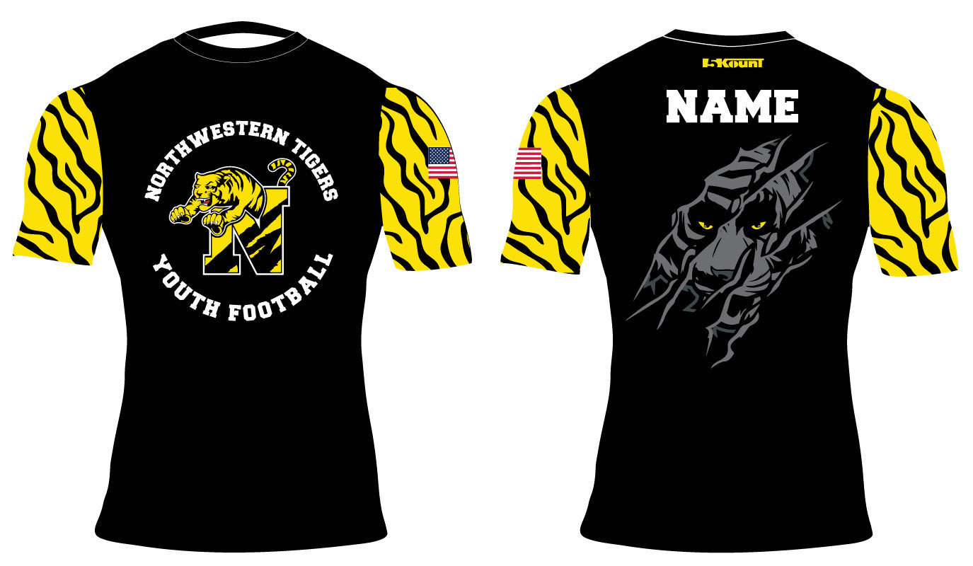 Northwestern Tigers Football Sublimated Compression Shirt - 5KounT2018