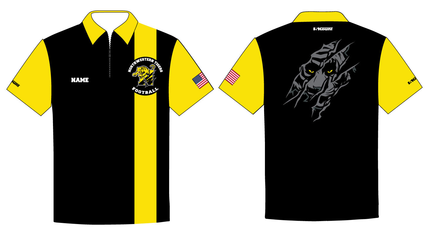 Northwestern Tigers Football Sublimated Polo Stripe Design/Just Black - 5KounT2018