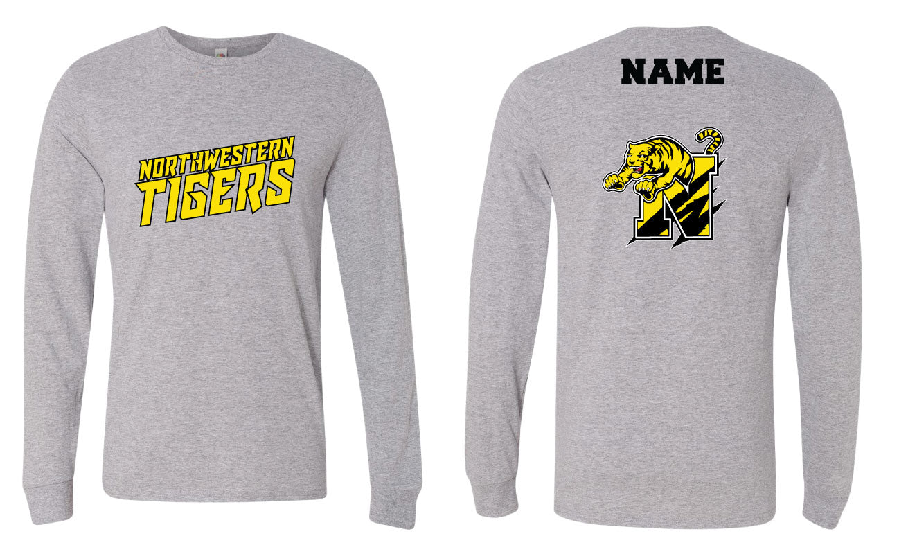 Northwestern Tigers Wrestling Cotton Long Sleeve Heather - Gray/Black - 5KounT2018