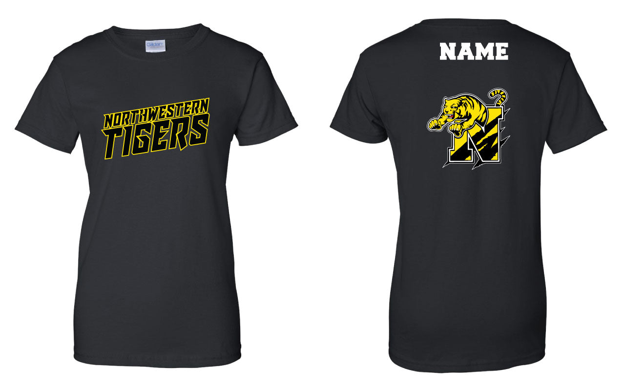 Northwestern Tigers Wrestling Cotton Women's Crew Tee - Black/White - 5KounT2018