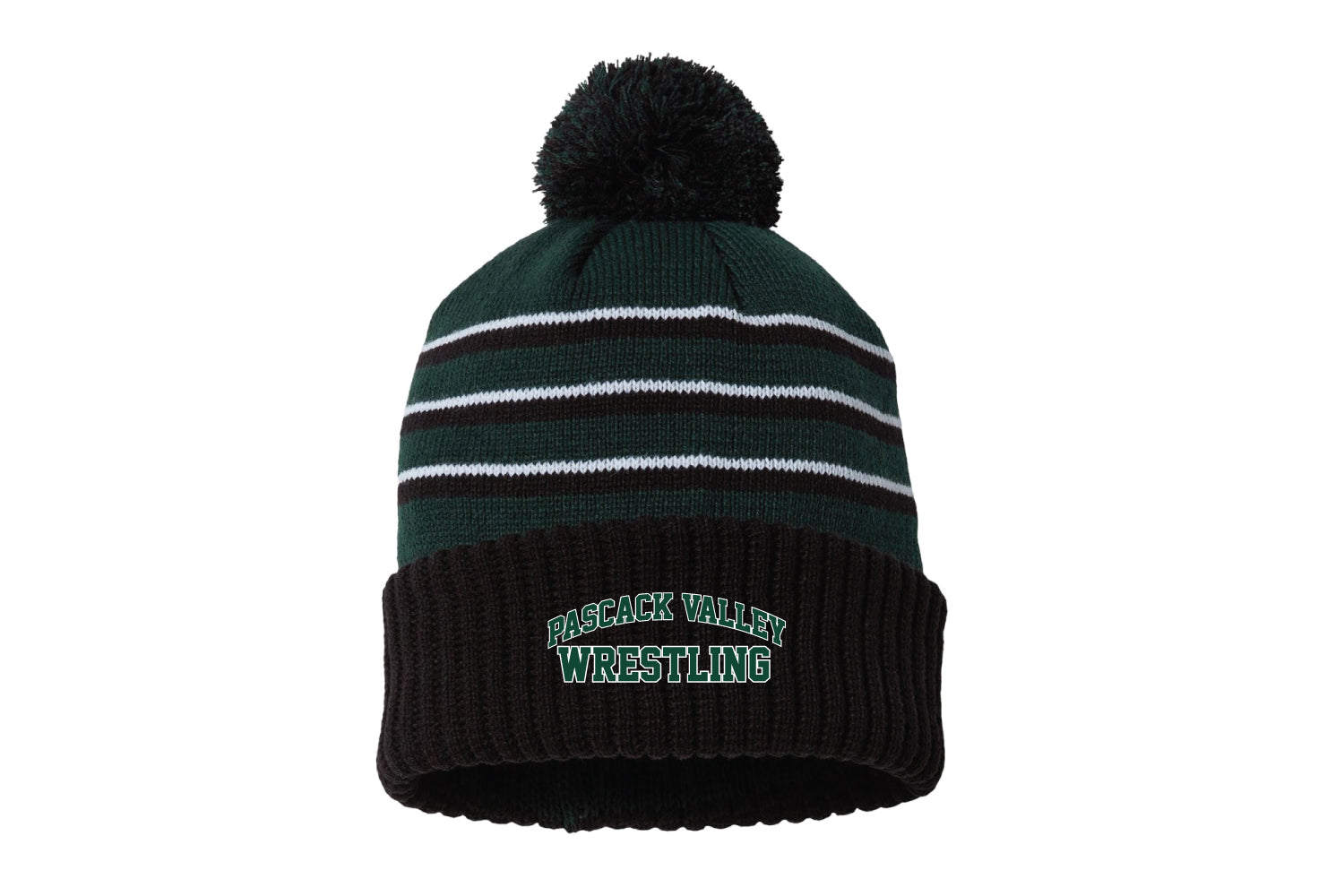 Pascack Valley Wrestling Pom Beanie - Black / Green