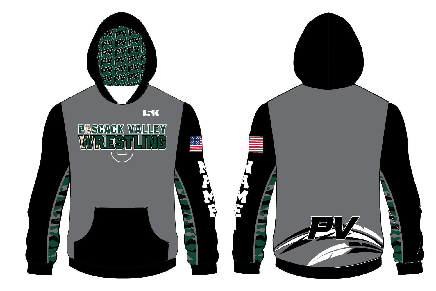 Pascack Valley Wrestling Sublimated Hoodie - Design 1