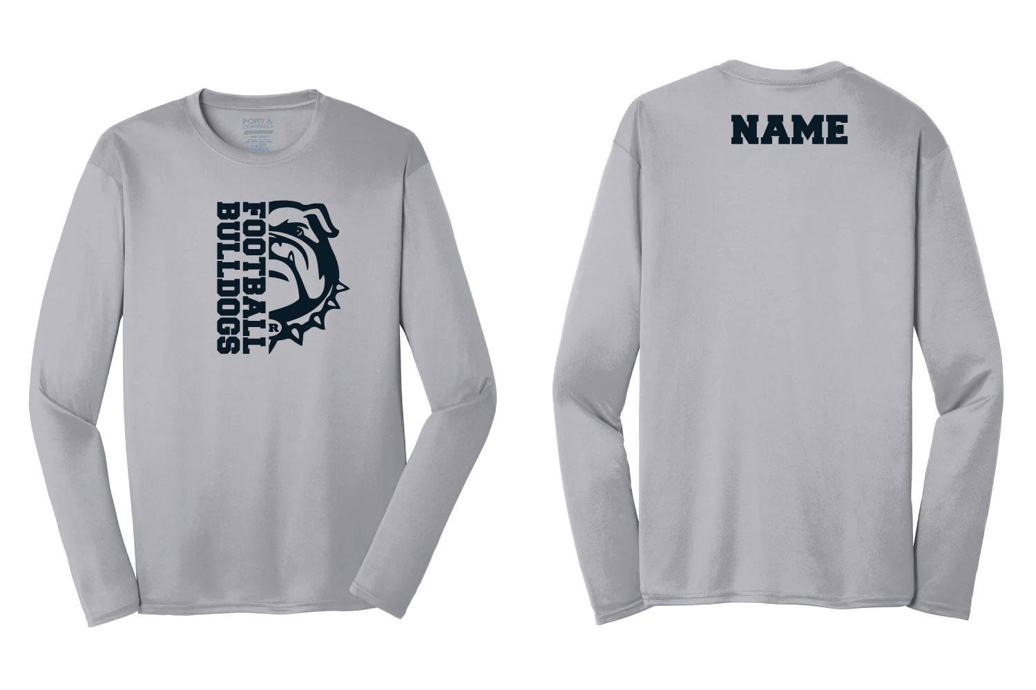 Randolph Football Split Graphic Long Sleeve Dryfit Performance Tee - Silver