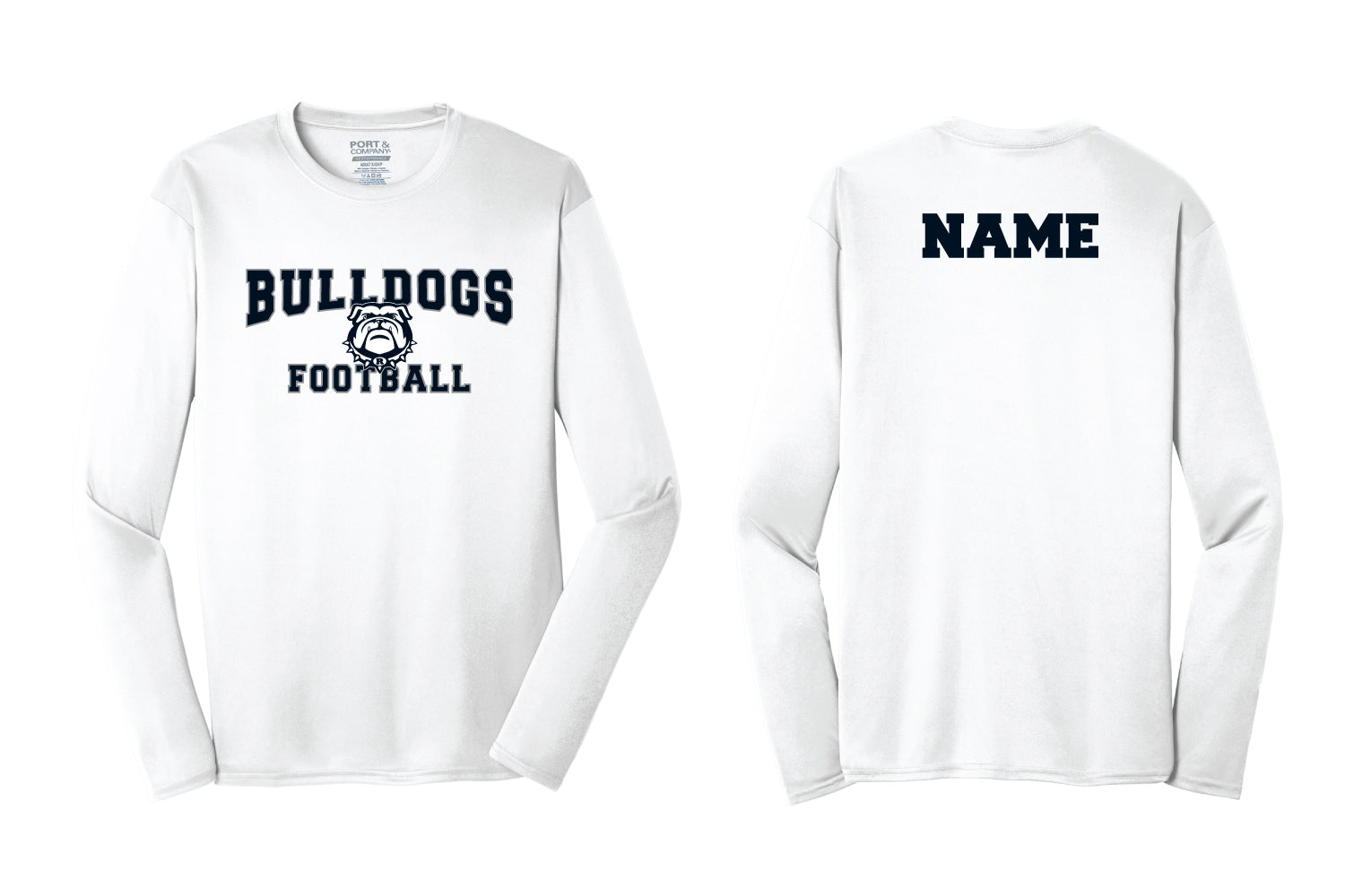 Randolph Football Bulldogs Long Sleeve Dryfit Performance Tee - White