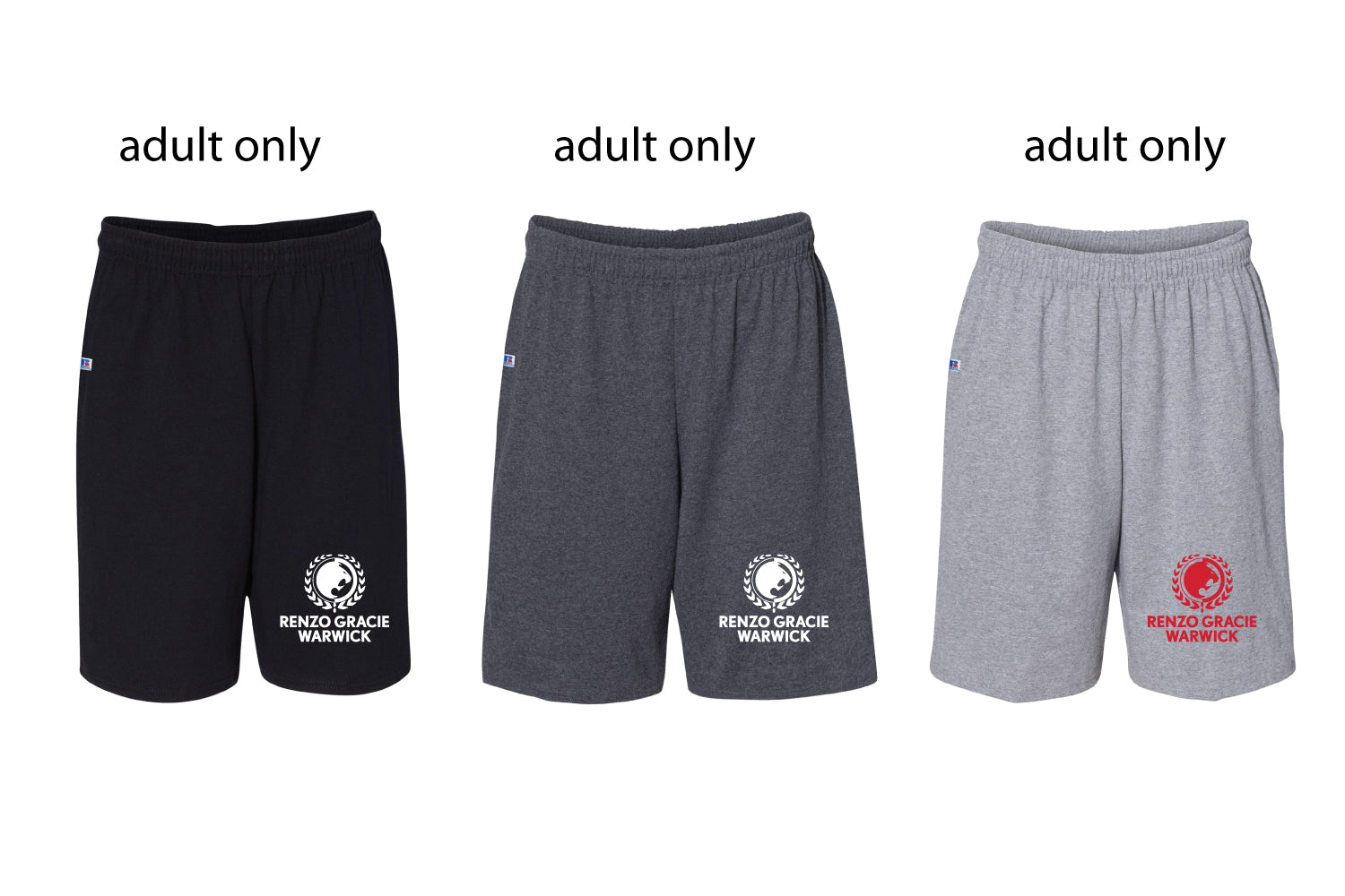 Renzo Gracie Jiu Jitsu Essential Jersey Cotton 10" Shorts with Pockets - Black/Heather Gray/Oxford