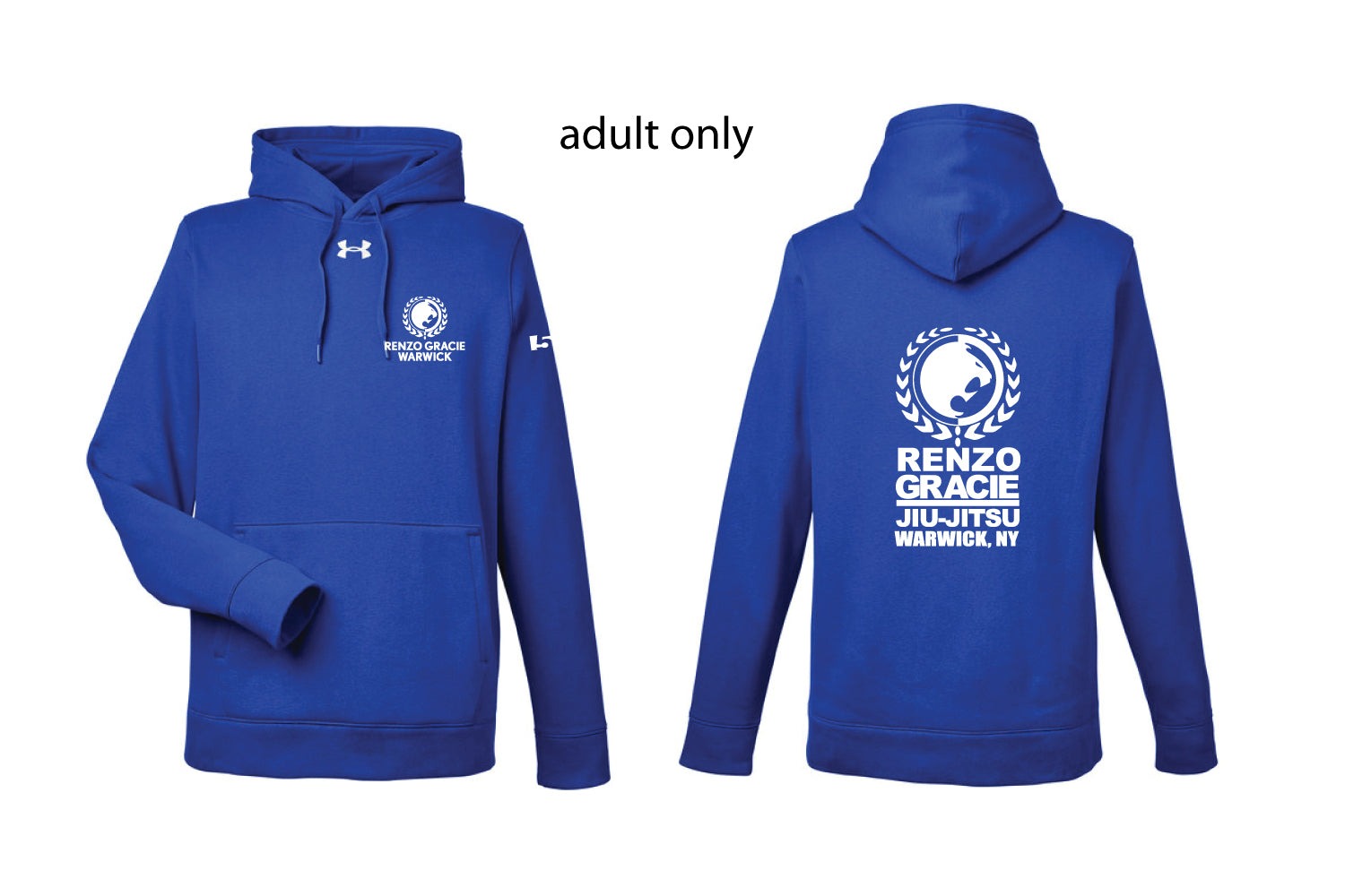 Renzo Gracie Jiu Jitsu Under Armour Men's Hustle Pullover Hooded Sweatshirt - Royal