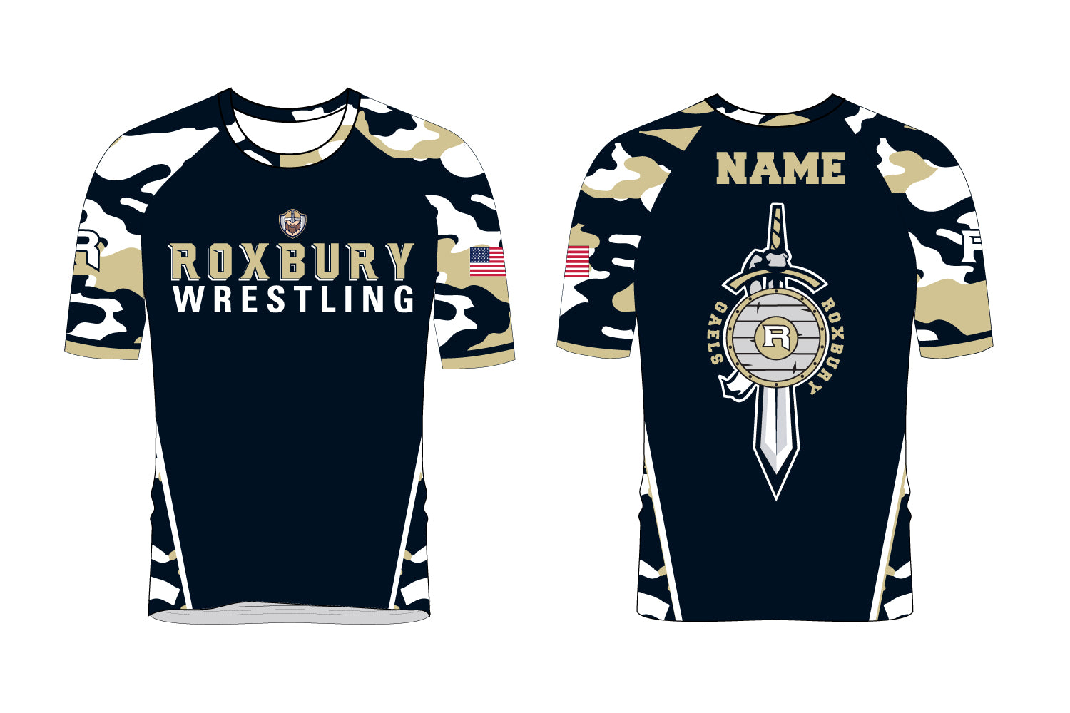 Roxbury Gaels Wrestling Sublimated Fight Shirt - Camo - 5KounT