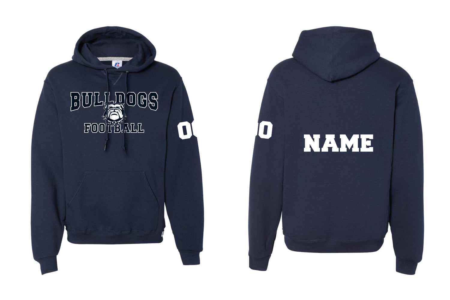 Randolph Football Bulldogs Russell Athletic Cotton Hoodie - Navy - 5KounT