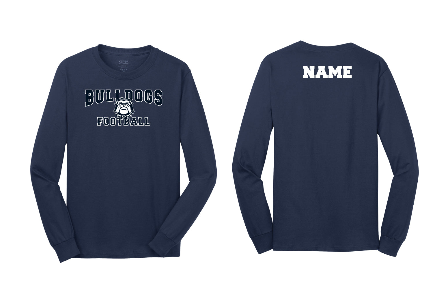 Randolph Football Bulldogs Long Sleeve Cotton Tee - Navy - 5KounT