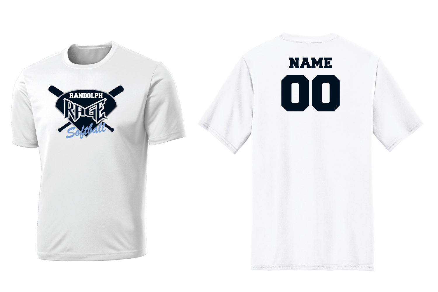 Randolph Rage Softball Dryfit Performance Tee - White - 5KounT
