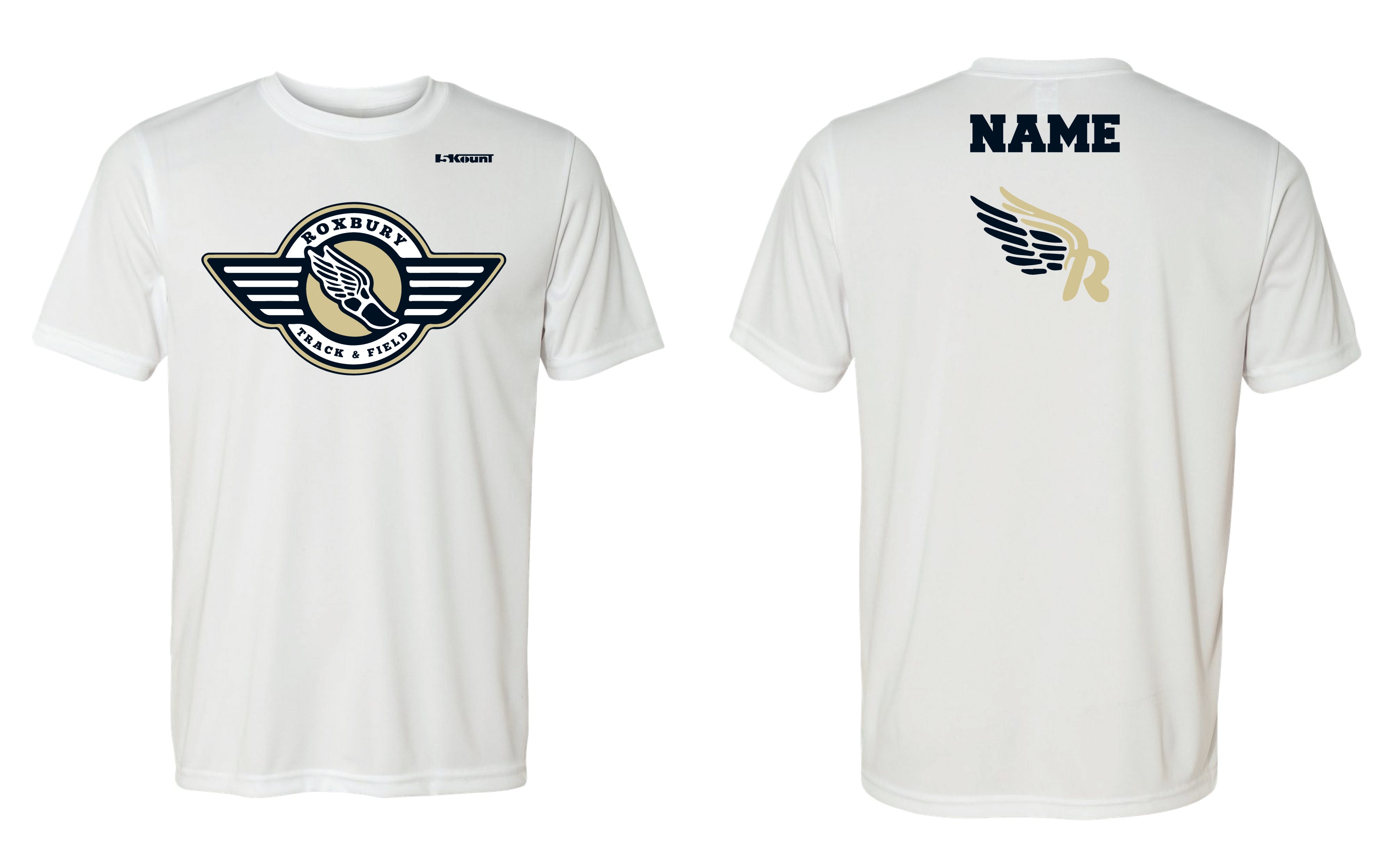 Roxbury Track & Field Dryfit Performance Tee - White - 5KounT2018