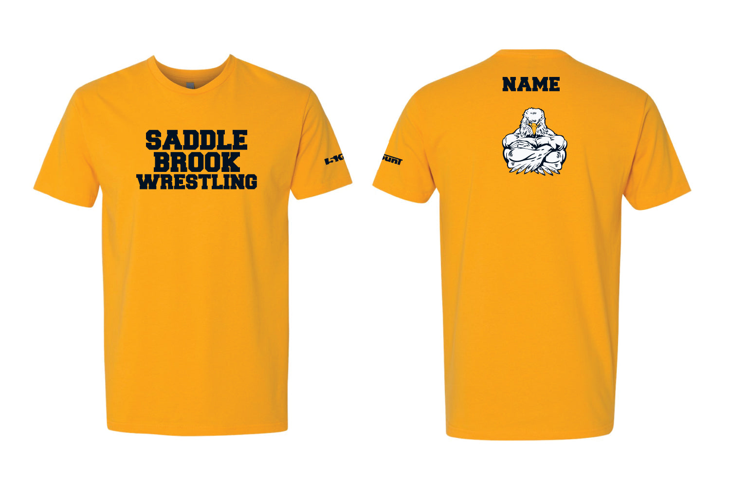 Saddle Brook Youth Wrestling Cotton Crew Tee - Navy / Gold