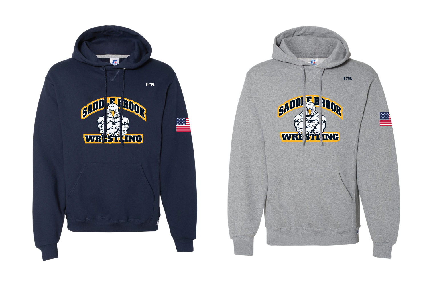 Saddle Brook Youth Wrestling Cotton Hoodie - Navy/Gray - Design 1
