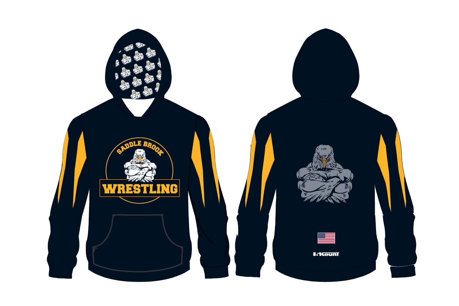 Saddle Brook Youth Wrestling Sublimated Hoodie - Design 2