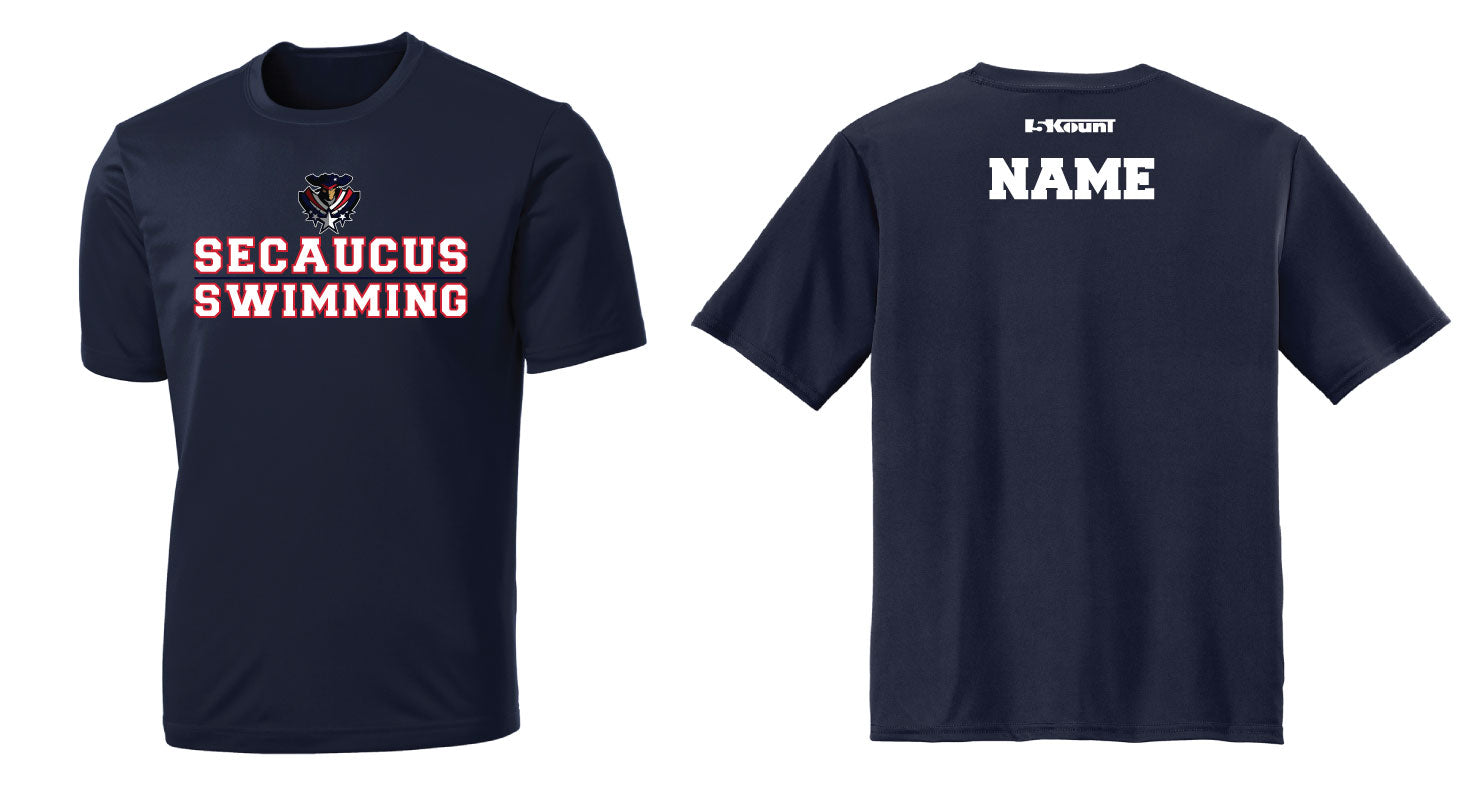 Secaucus Swimming Dryfit Performance Tee - Navy - 5KounT2018