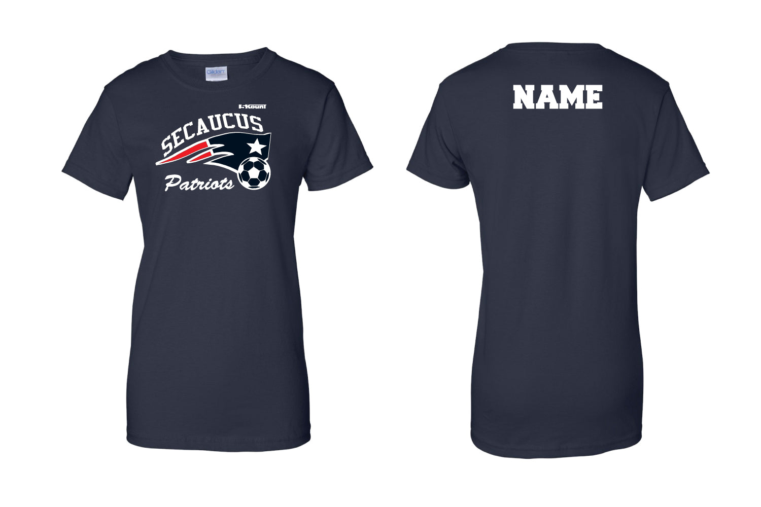 Secaucus Soccer Cotton Women's Crew Tee - Navy - 5KounT