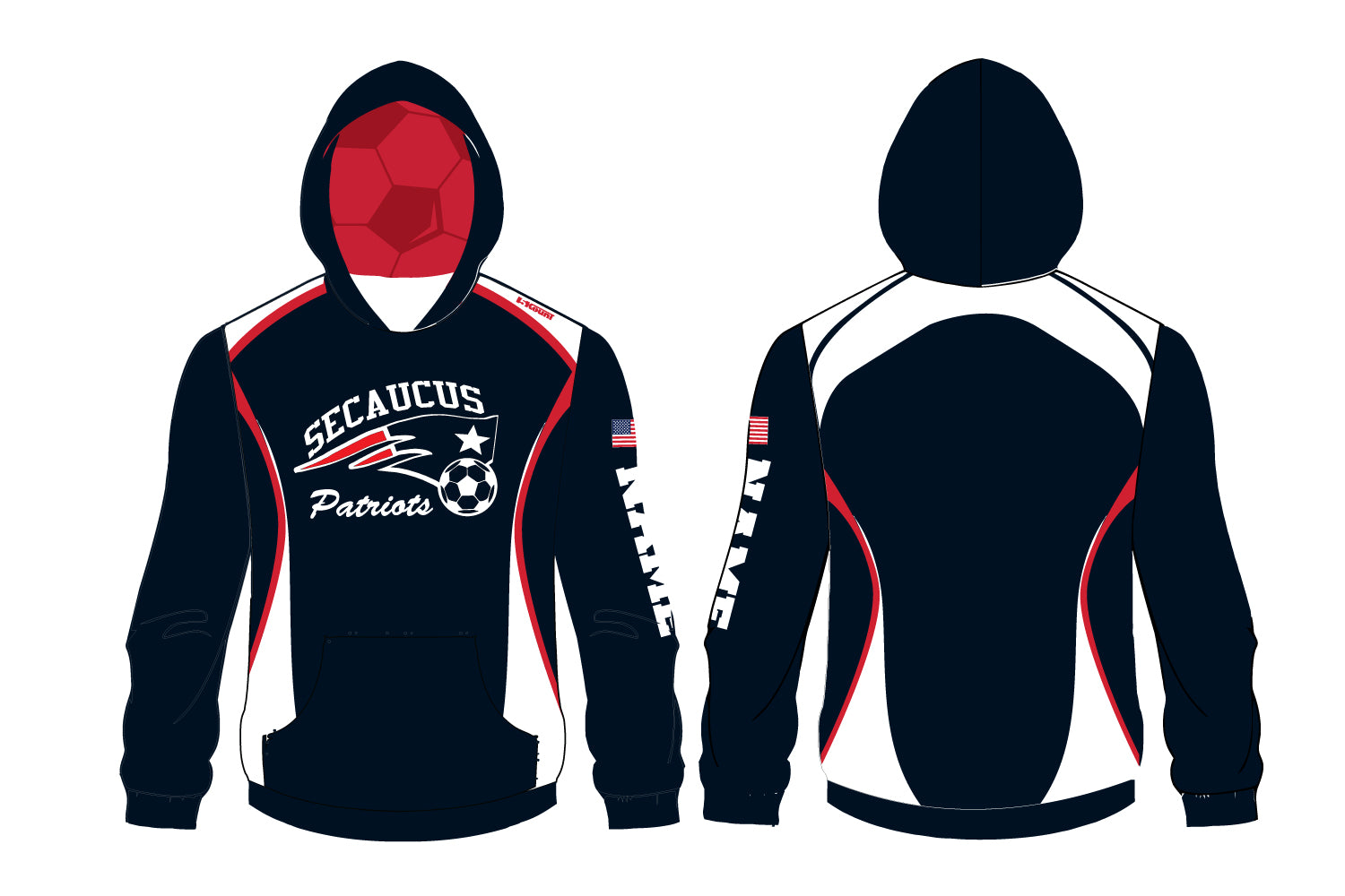 Secaucus Soccer Sublimated Hoodie - Navy - 5KounT