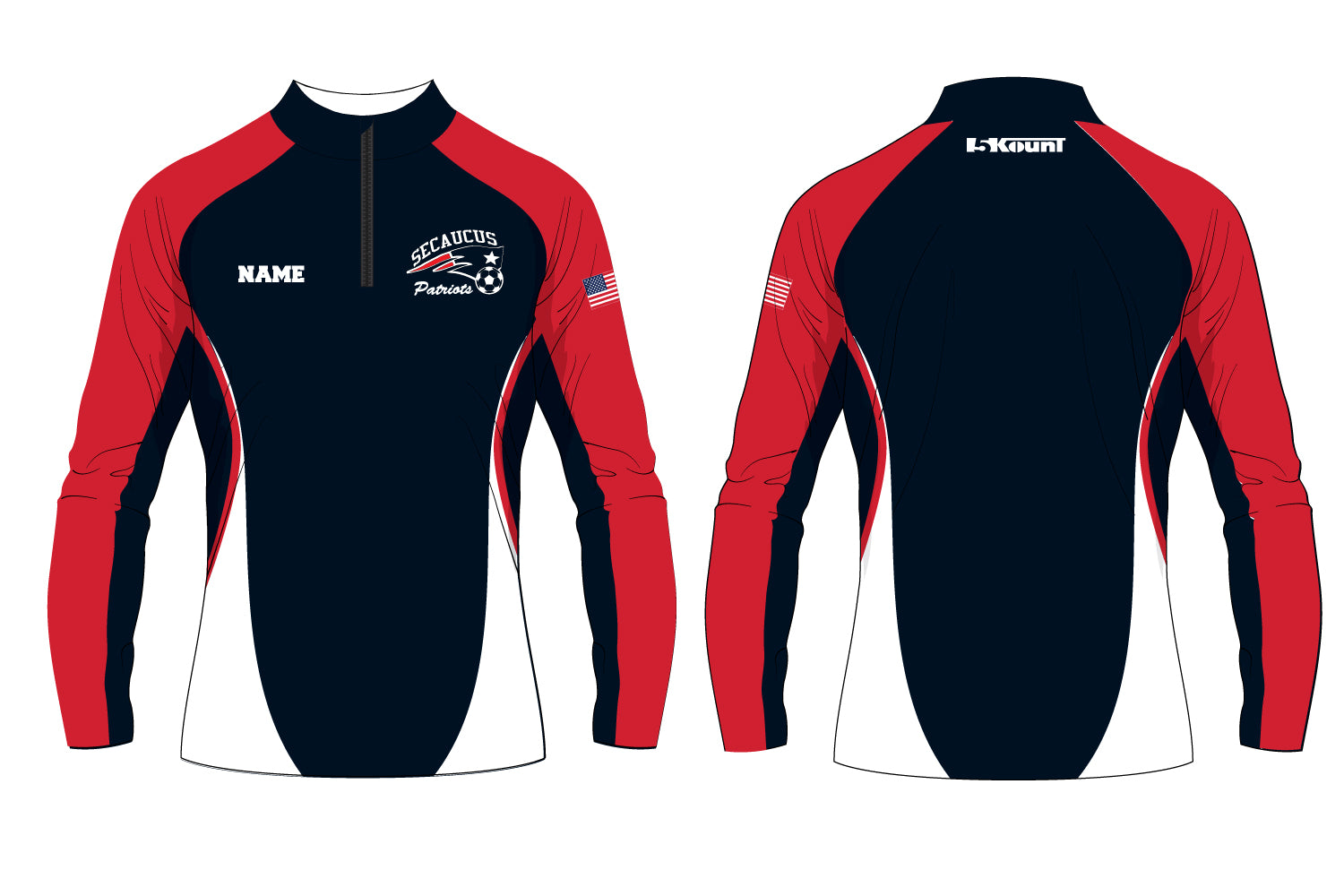 Secaucus Soccer Sublimated Quarter Zip - Navy - 5KounT