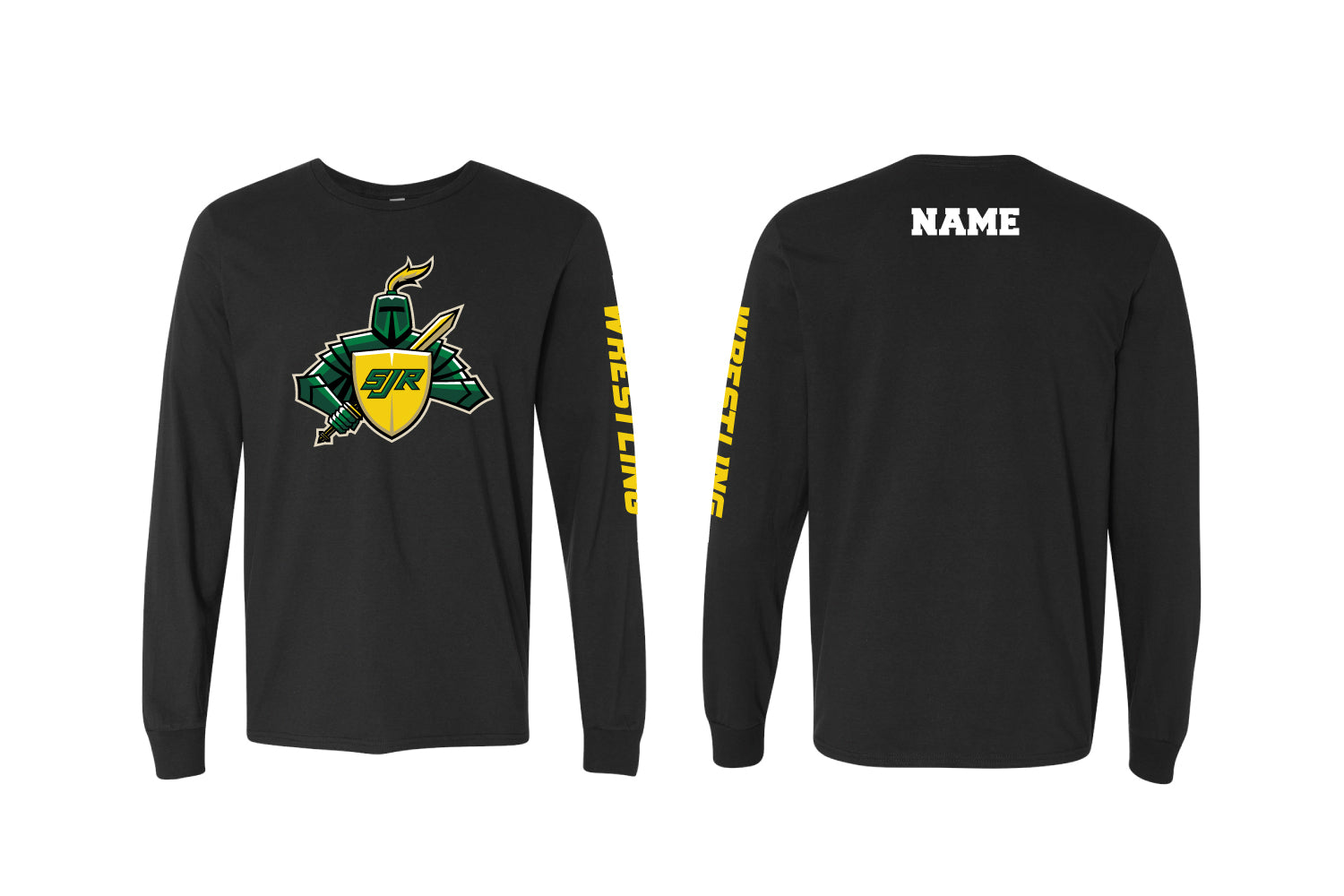 SJR Wrestling Cotton Crew Long Sleeve Tee - Black - 5KounT