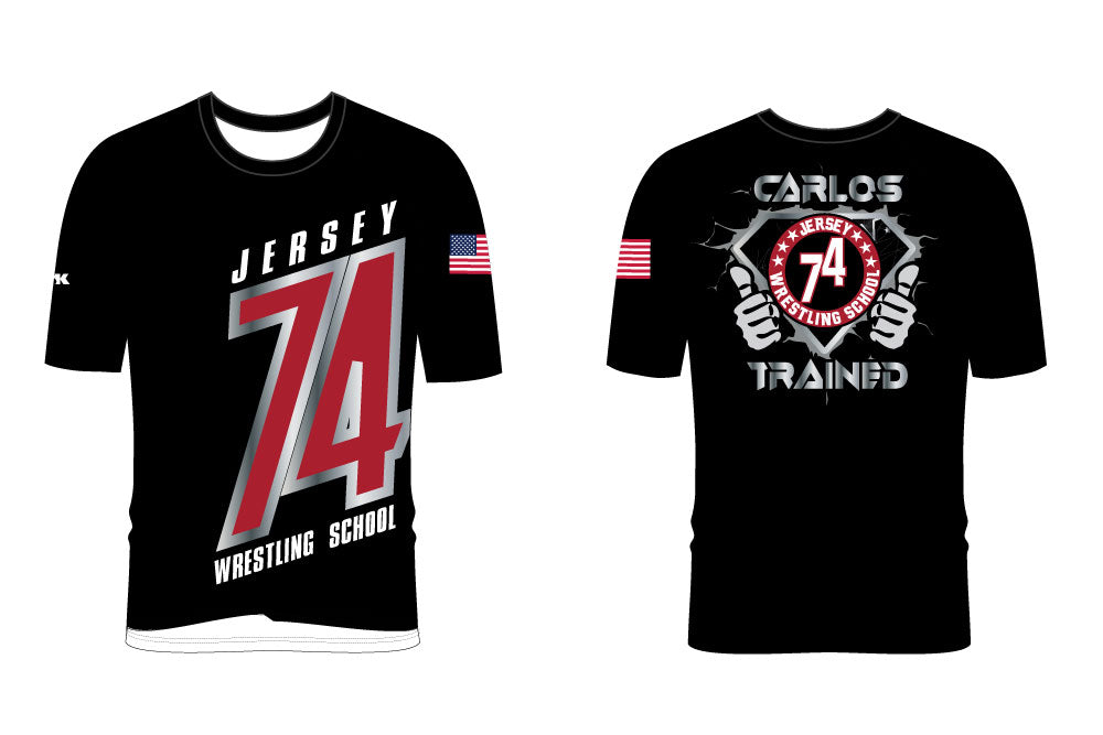 Jersey 74 Wrestling School Sublimated Fight Shirt - Black (Design 2)