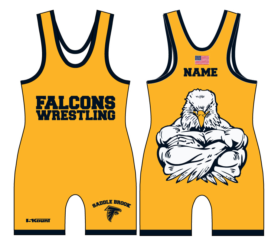 Saddle Brook Youth Wrestling Sublimated Singlet - Yellow - 5KounT