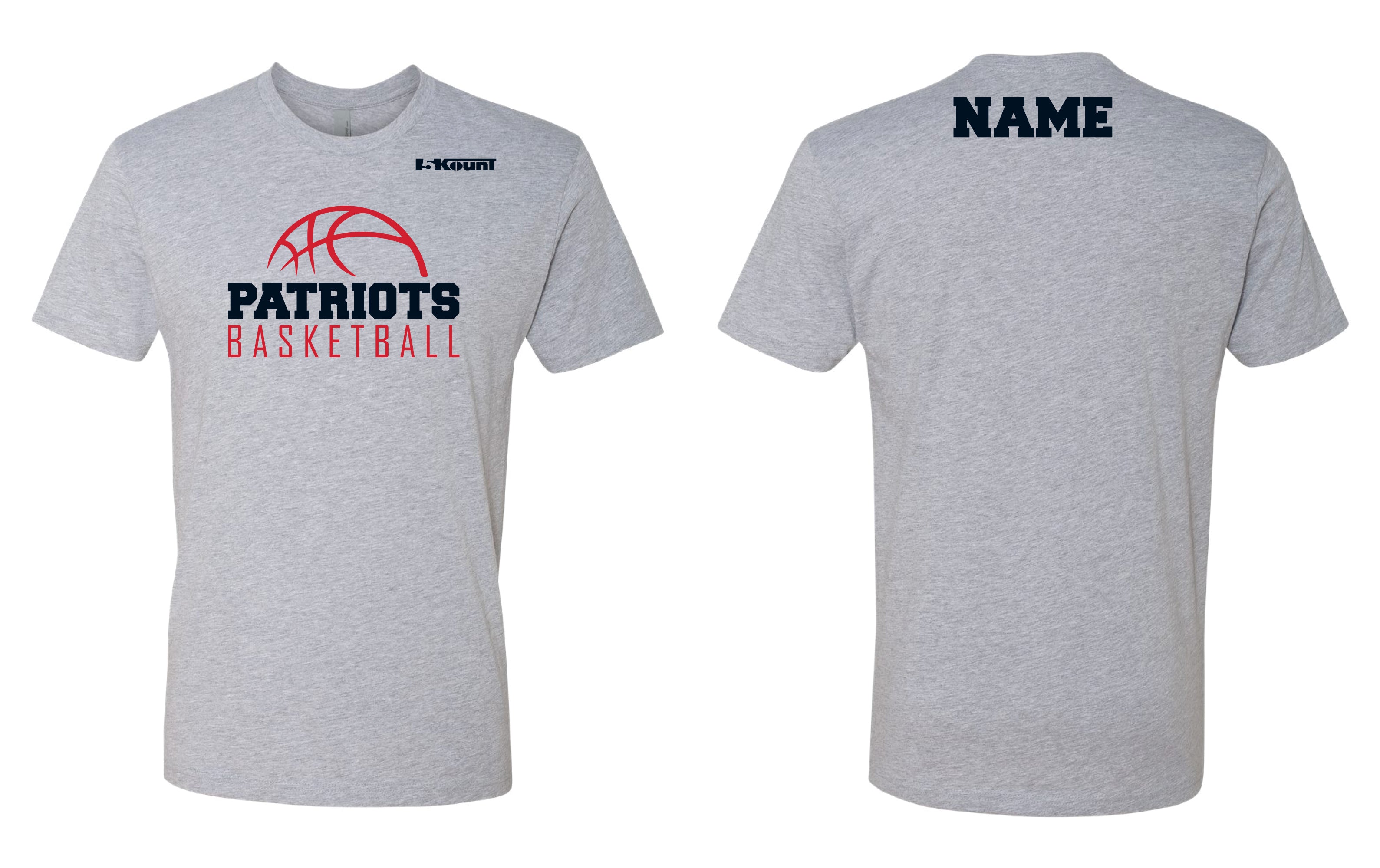 Secaucus Basketball Cotton Crew Tee - Heather Grey - 5KounT2018