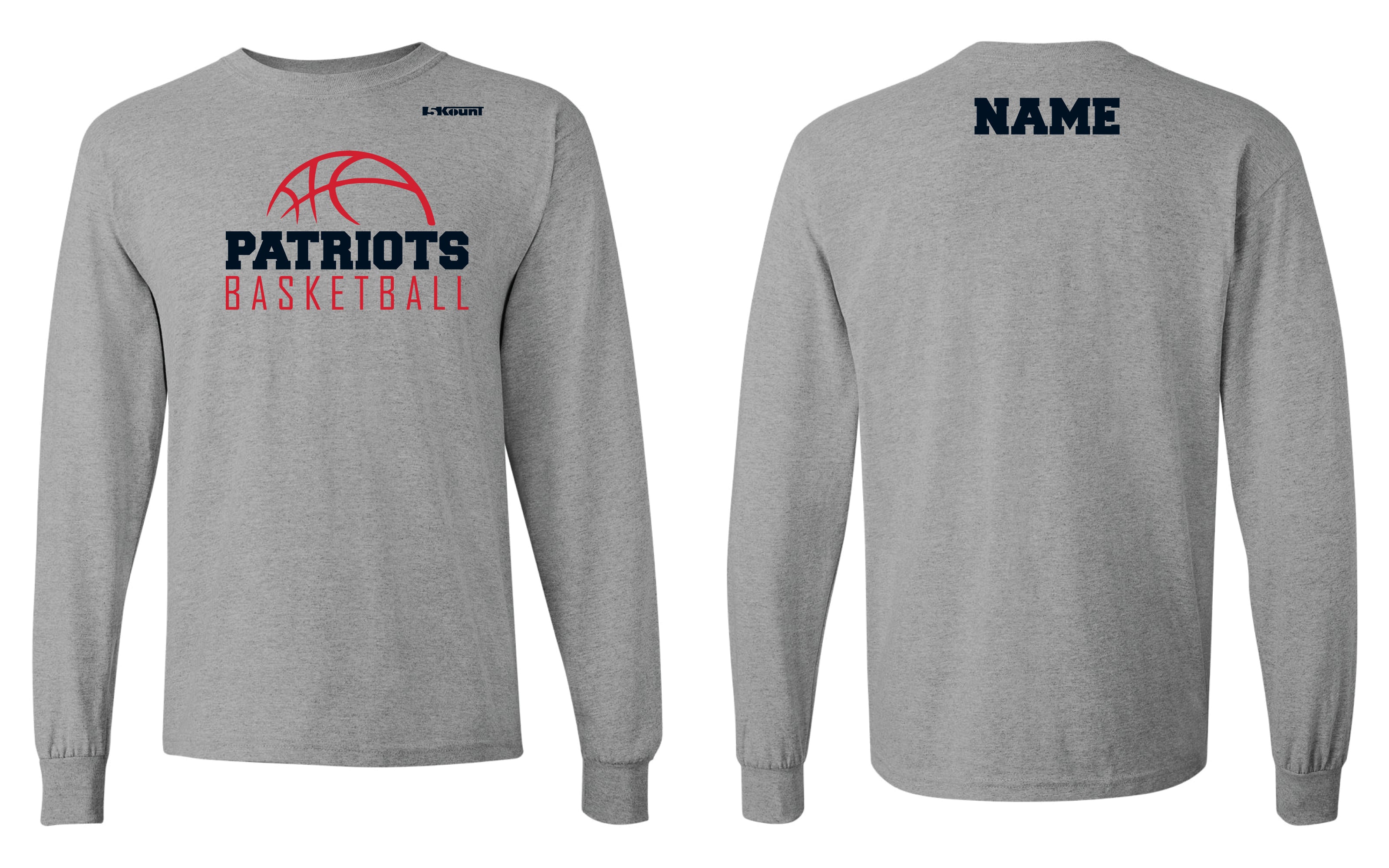 Secaucus Basketball Cotton Long Sleeve - Heather Grey - 5KounT2018