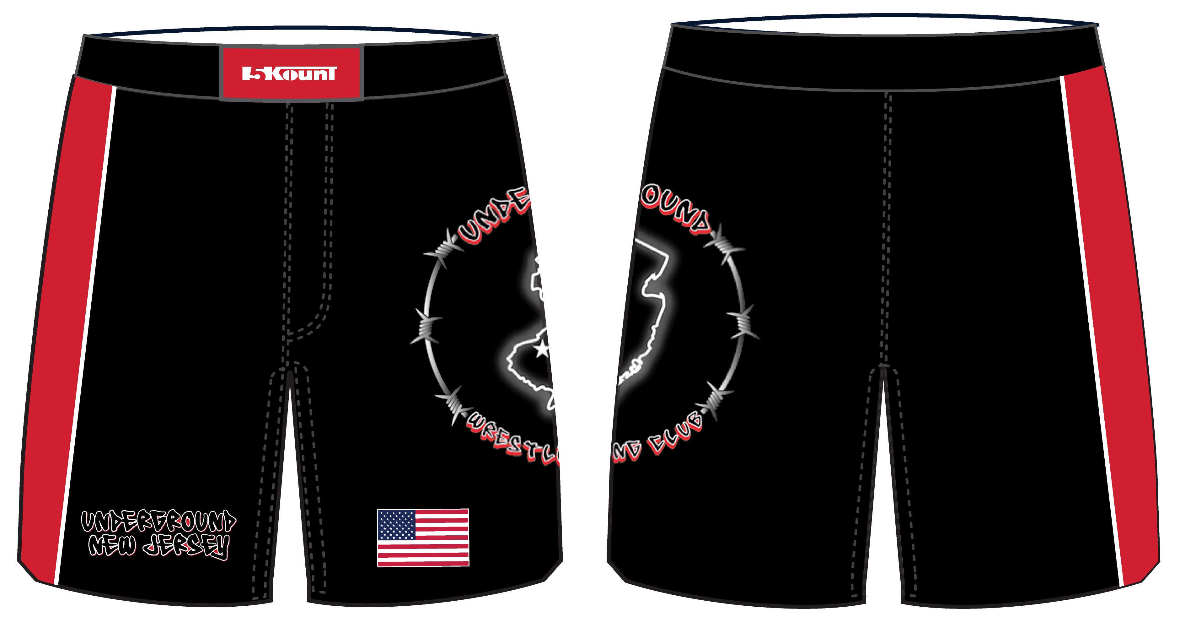 NJ Underground Wrestling Club Sublimated Fight Shorts - 5KounT2018