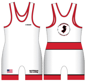 NJ Underground Wrestling Club Sublimated Men's Singlet v2 - Black/White/Red - 5KounT2018