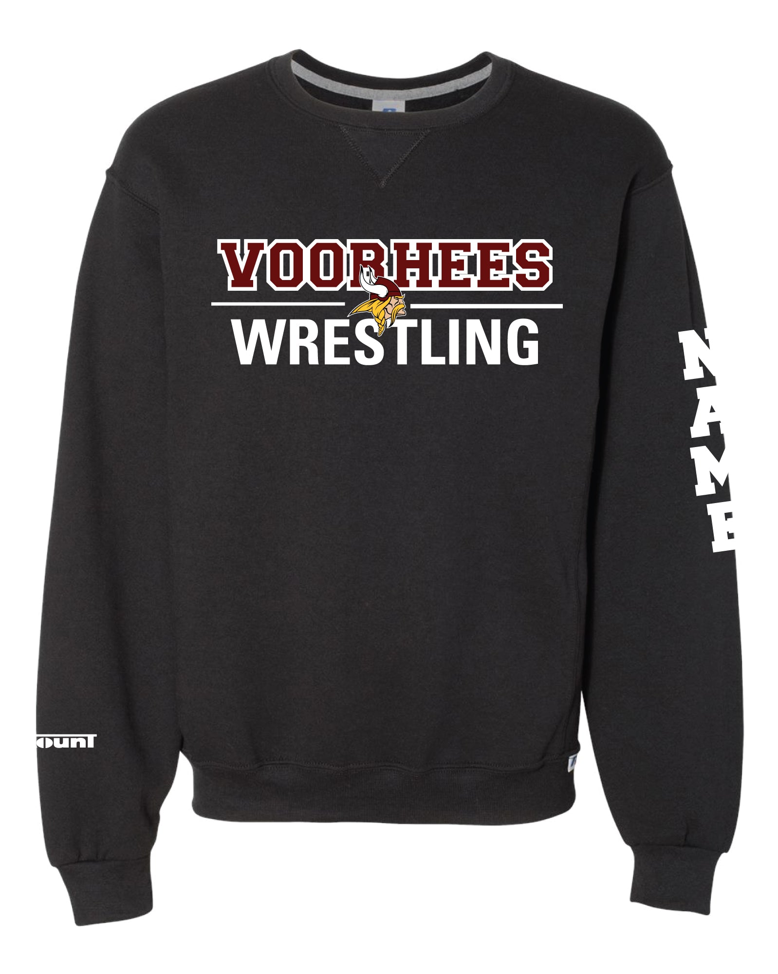 Voorhees Wrestling Russell Athletic Cotton Crewneck Sweatshirt - Black - 5KounT2018