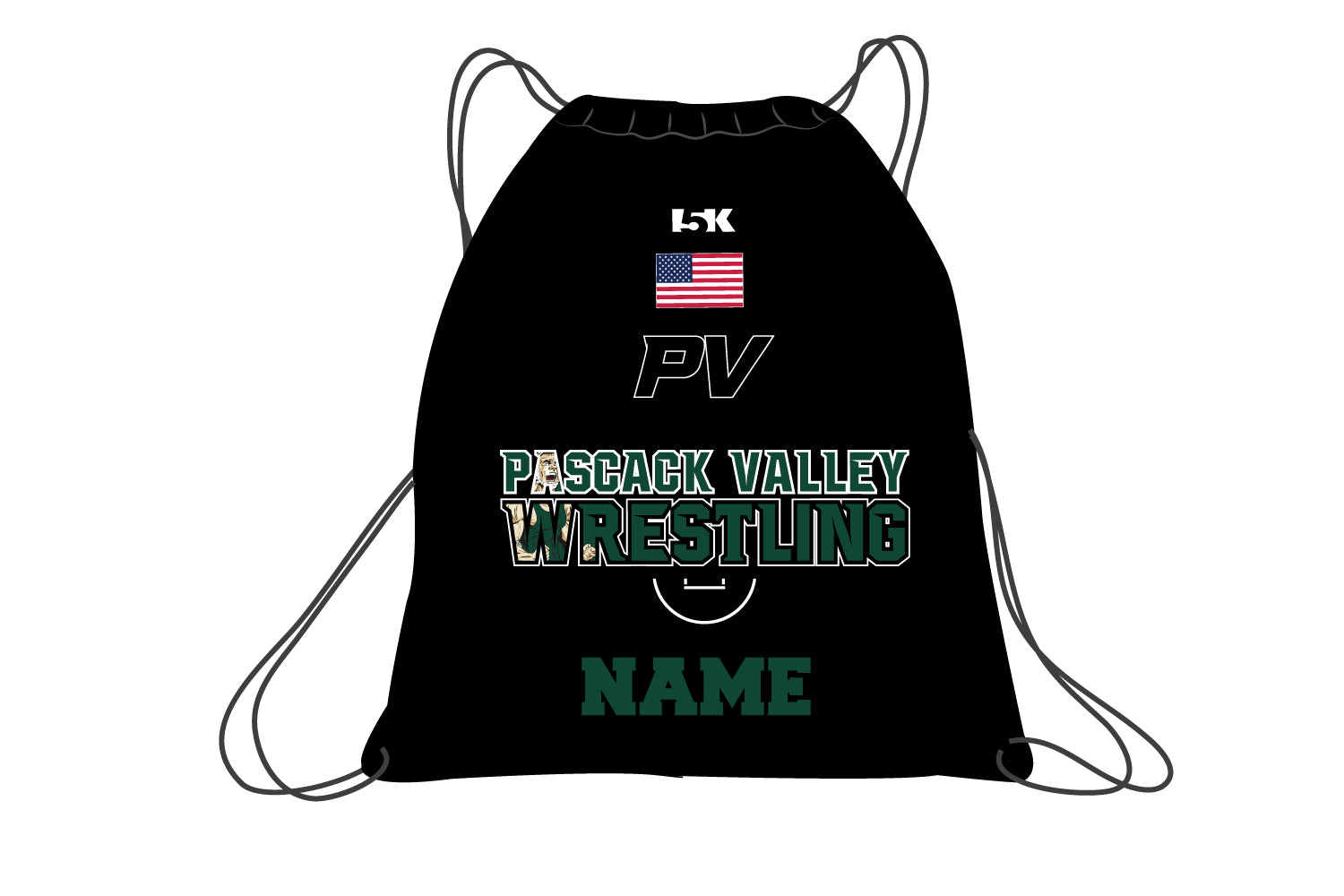 Pascack Valley Wrestling Sublimated Drawstring Bag