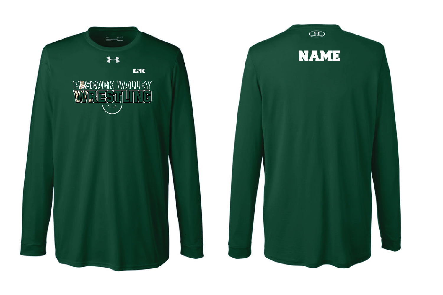 Pascack Valley Wrestling Under Armour Long Sleeve Shirt - White / Green