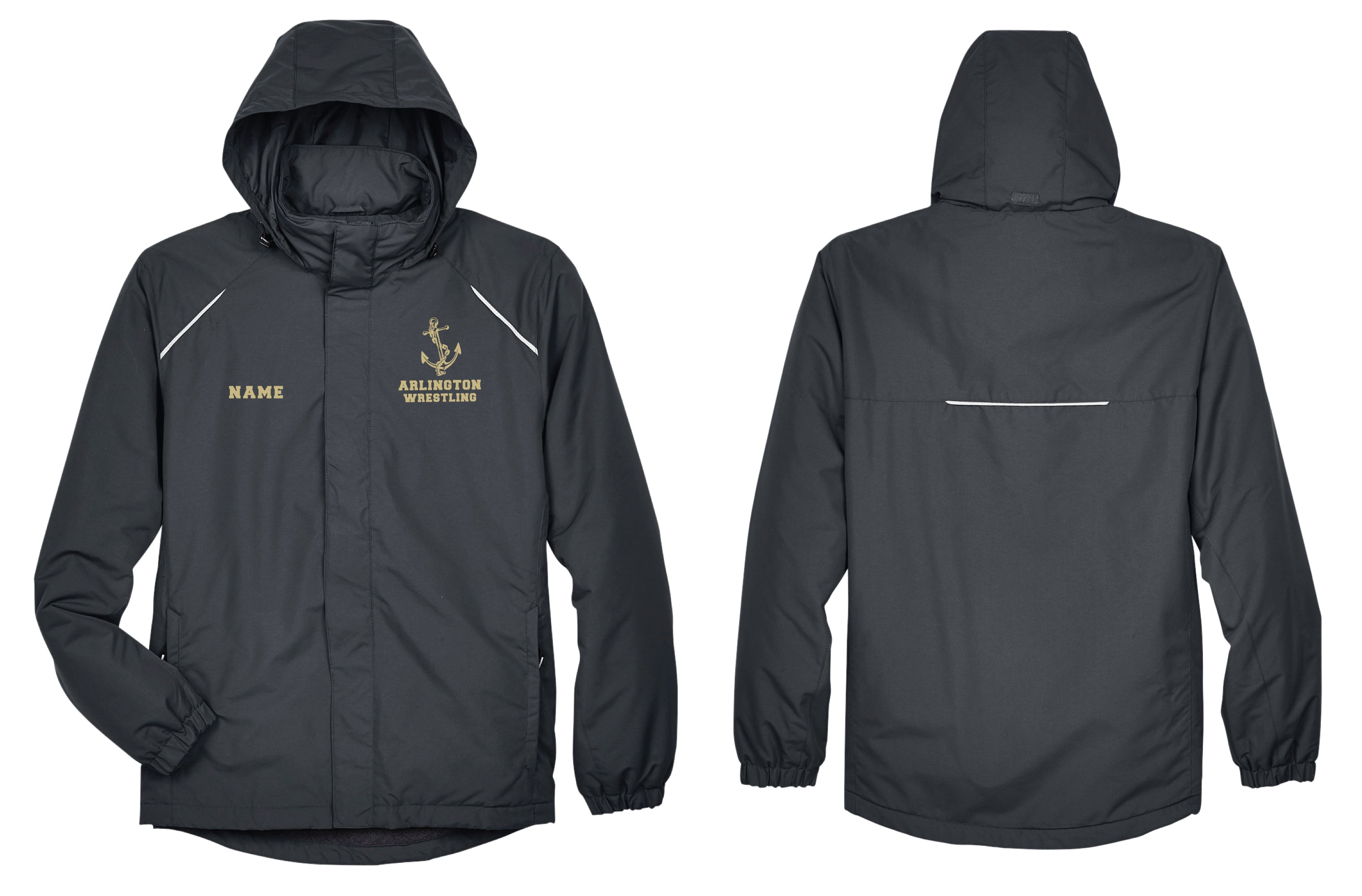Arlington Wrestling All Season Hooded Men's Jacket - Black - 5KounT2018