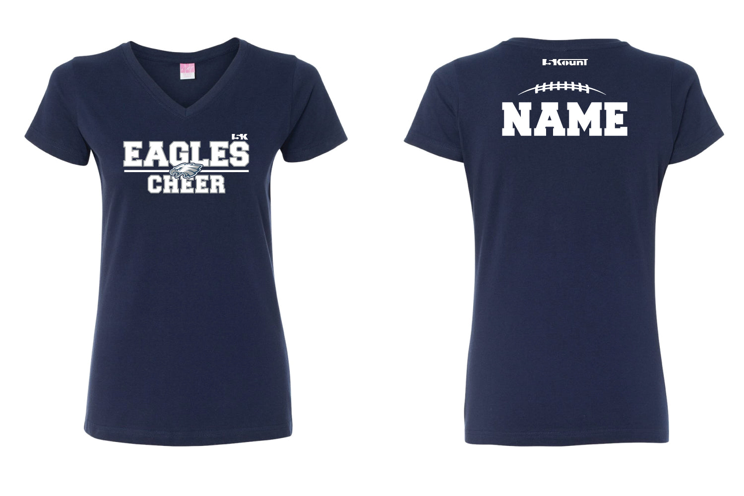 Wethersfield Eagles Cheer Cotton Women's V-Neck Tee - Navy - 5KounT