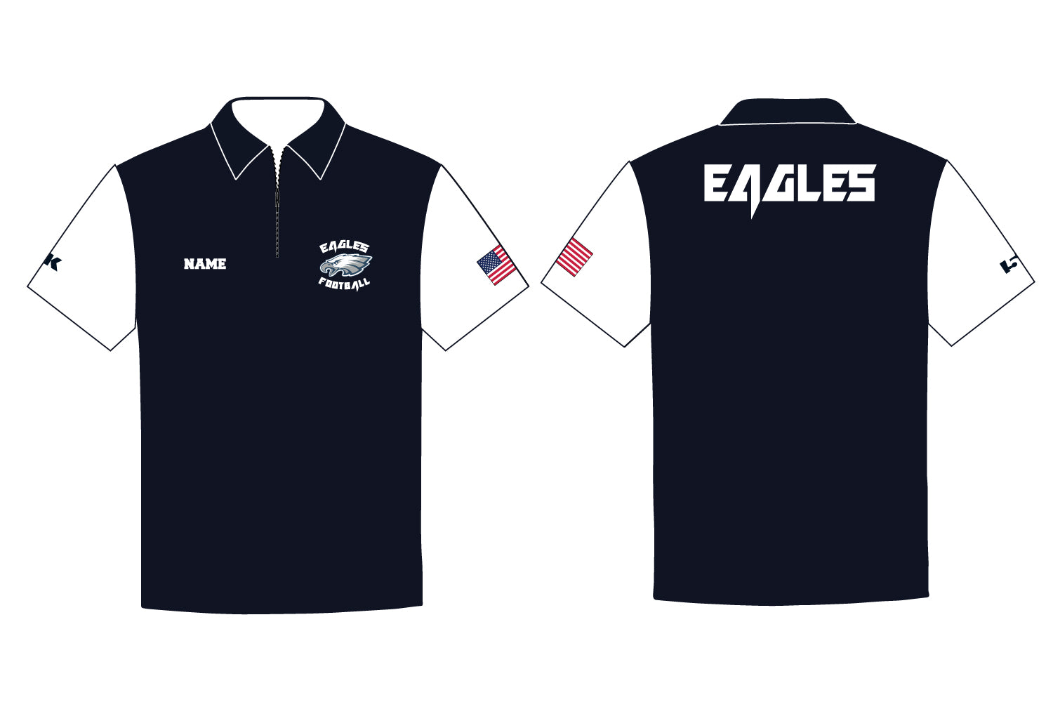 Wethersfield Eagles Football Sublimated Polo Navy w/white - 5KounT