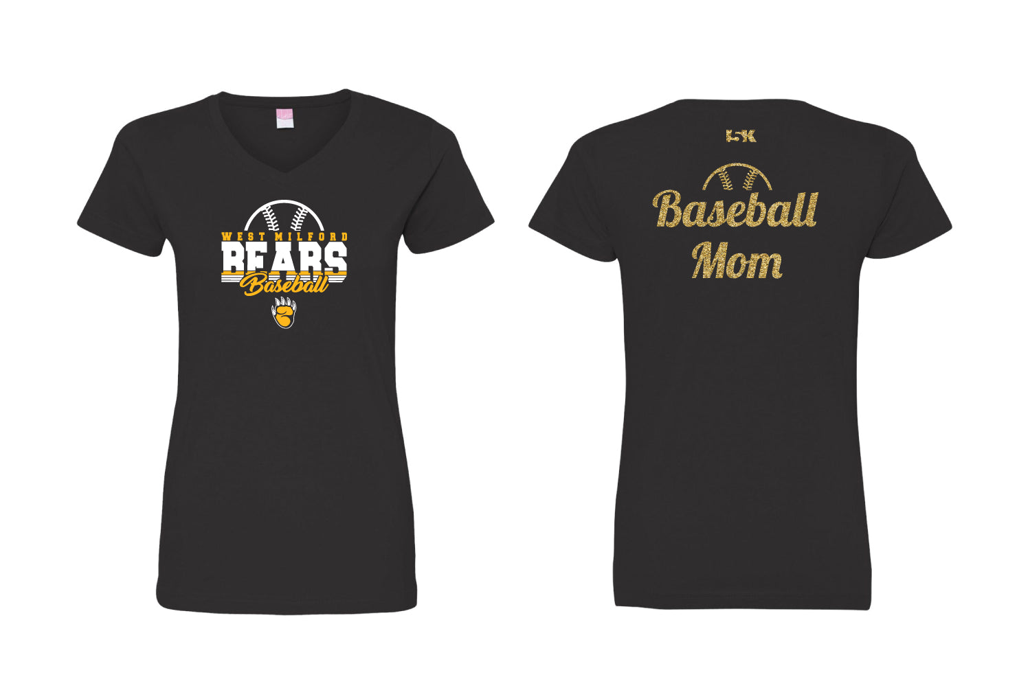West Milford Baseball "Mom" Glitter Cotton Women's Tee - Black