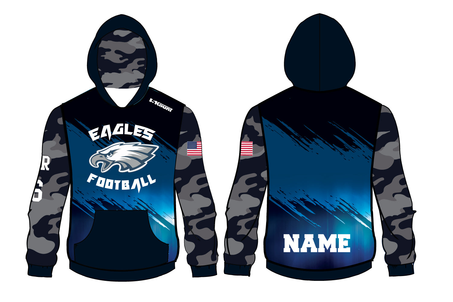 Wethersfield Eagles Football Sublimated Hoodie - 5KounT