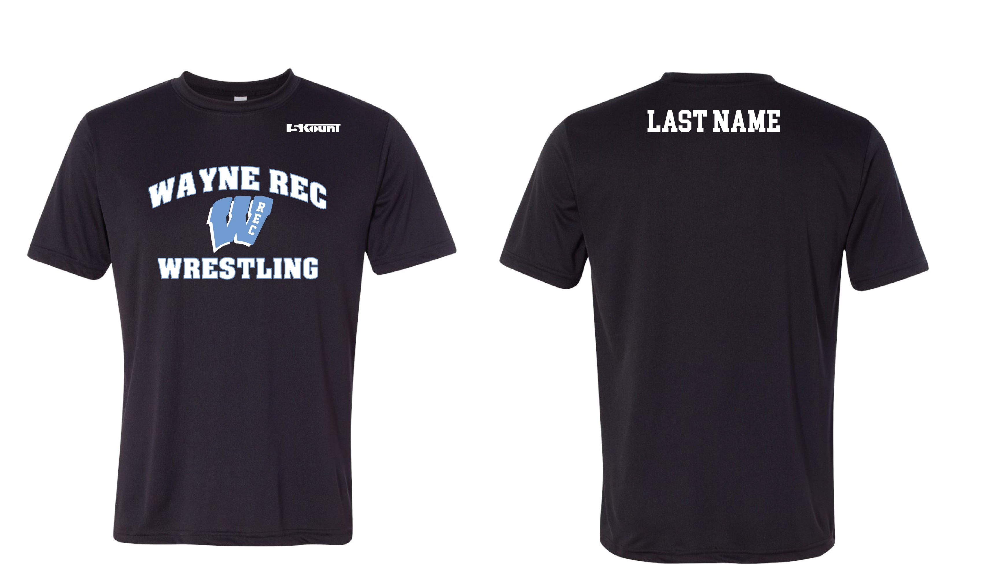 Wayne Rec Wrestling DryFit Performance Tee - Black - 5KounT2018