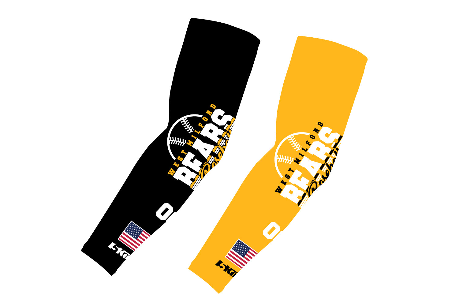 West Milford Baseball Sublimated Compression Sleeve - Black / Gold