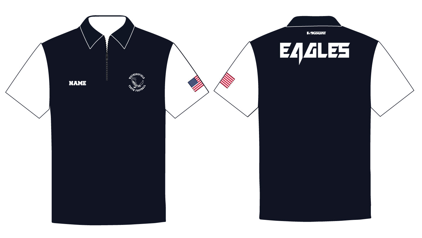Wethersfield Eagles Football Sublimated Polo Navy w/white - 5KounT2018