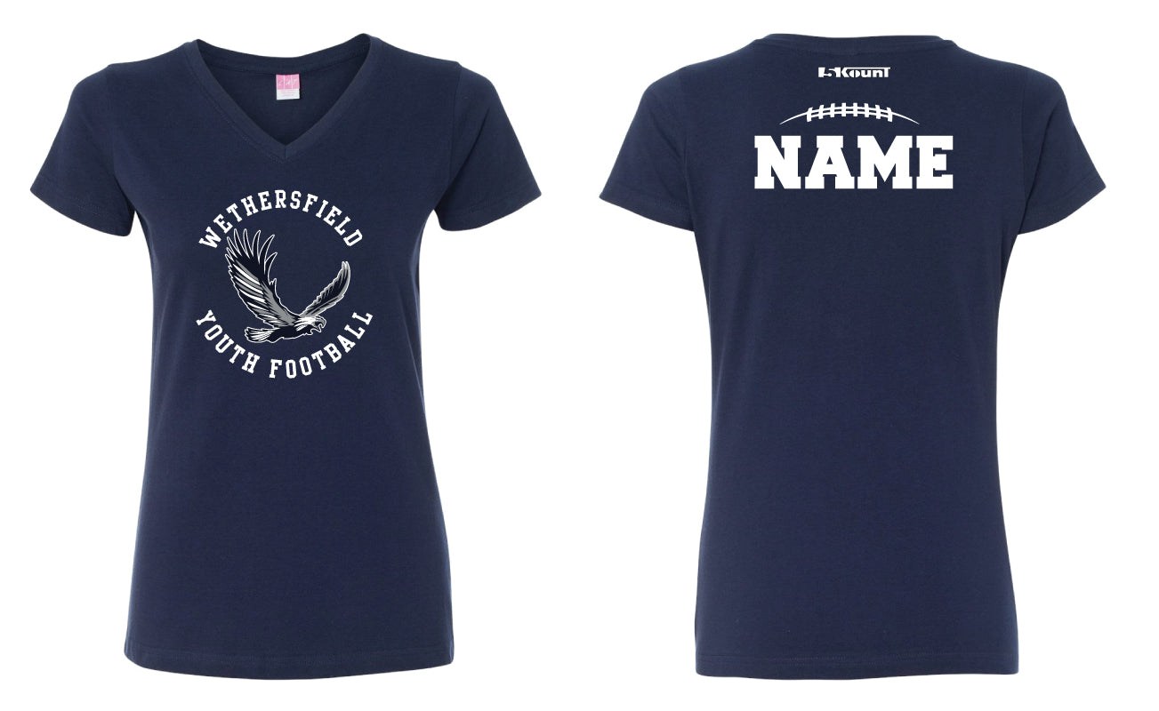 Wethersfield Eagles Football Cotton Women's V-Neck Tee - 5KounT2018