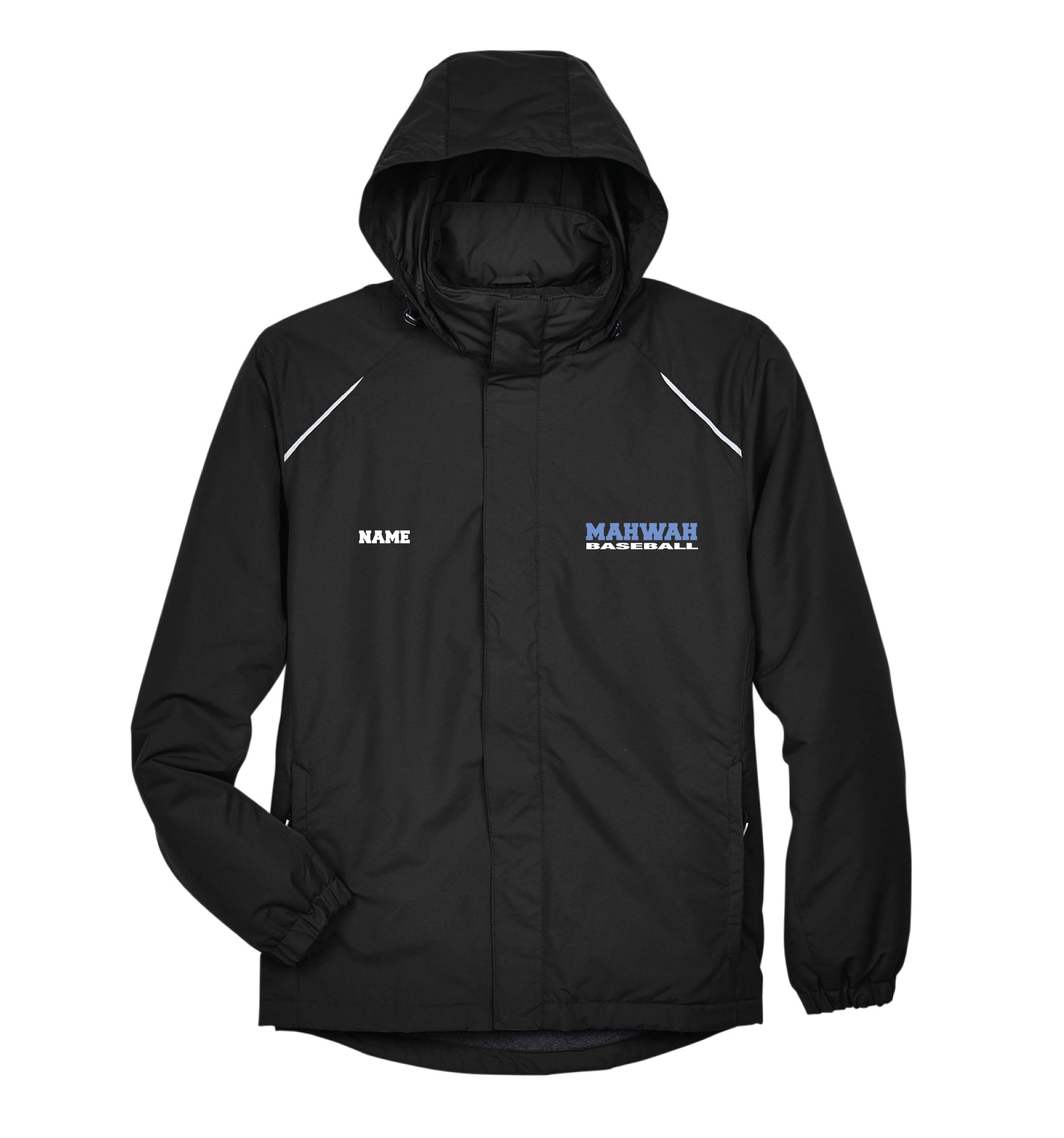 Mahwah Baseball All Season Hooded Men's Jacket - Black - 5KounT