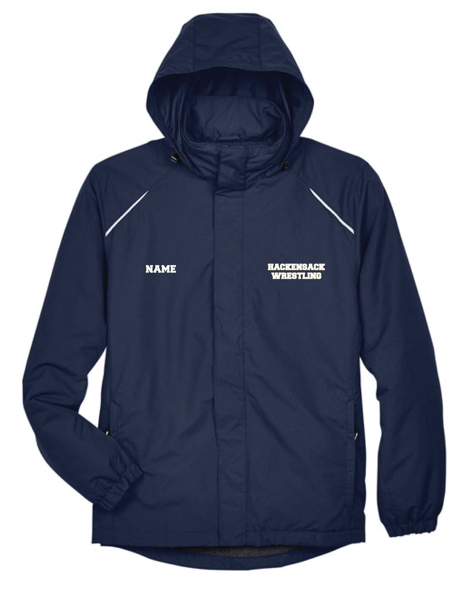 Hackensack Wrestling Men's Hooded Rain Jacket - Navy