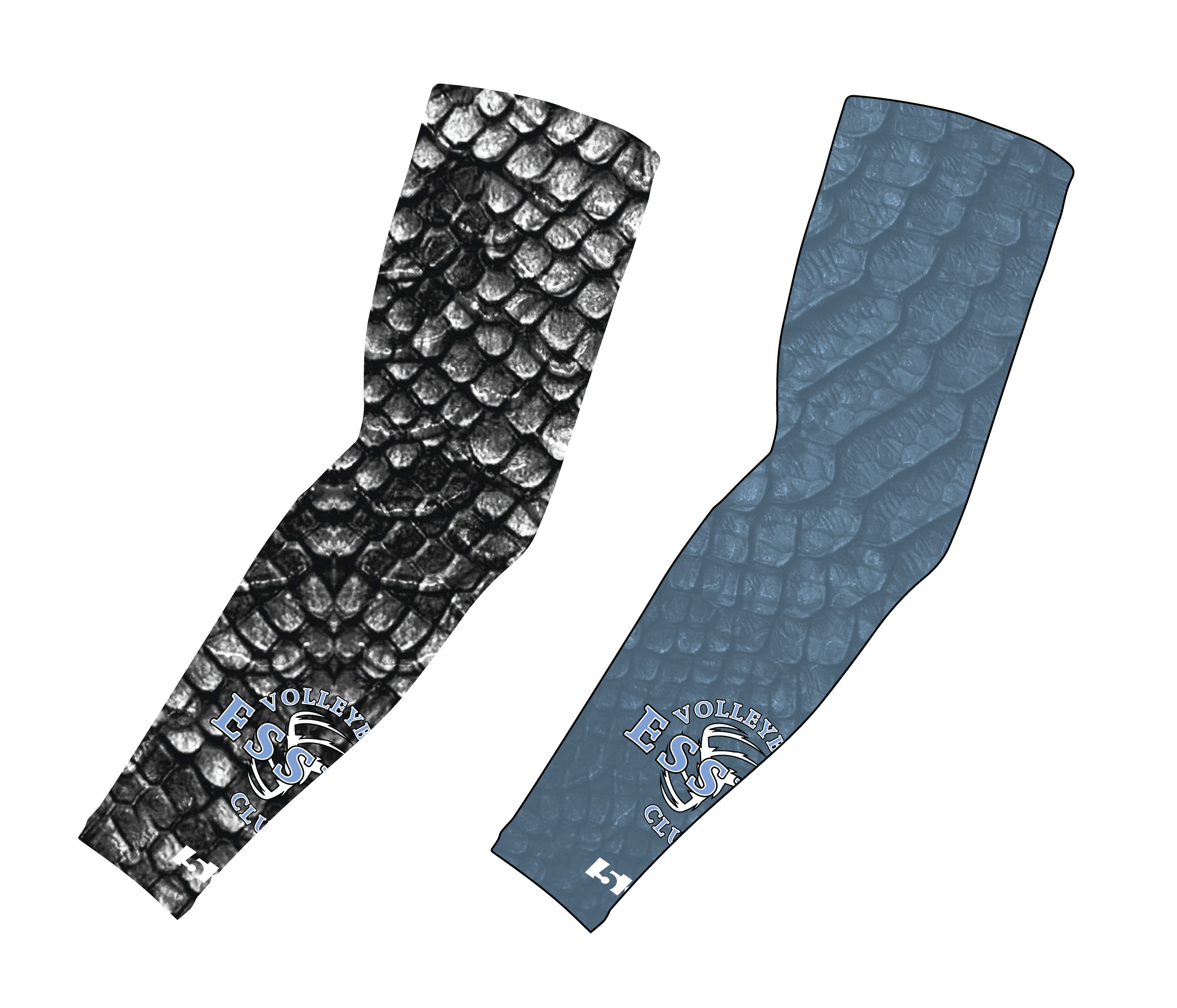 Essex Volleyball Sublimated Compression Sleeve - Black / Blue (Set 1)